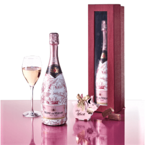 Veuve du Vernay Rosé Brut & Glücksschweinchen und Nougatpraliné